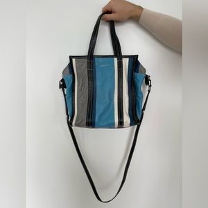 Balenciaga Bazar Tote Striped Leather Bag